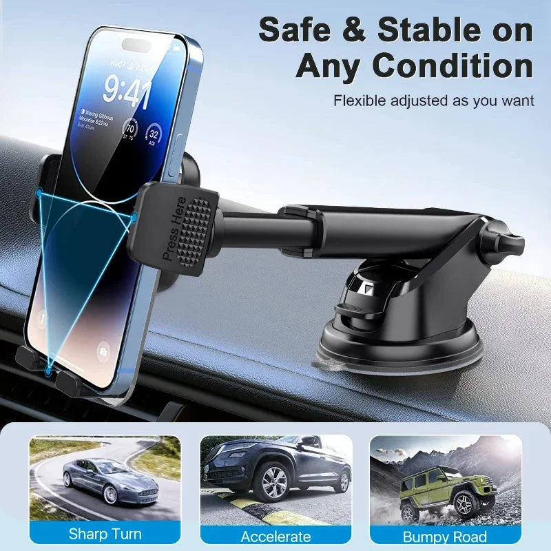 Car Cell Phone Holder Cellphone Mount for Dashboard Windshield Auto Dash Mobile IPhone Support Fit 4.7-7" Smartphone Auto Supply